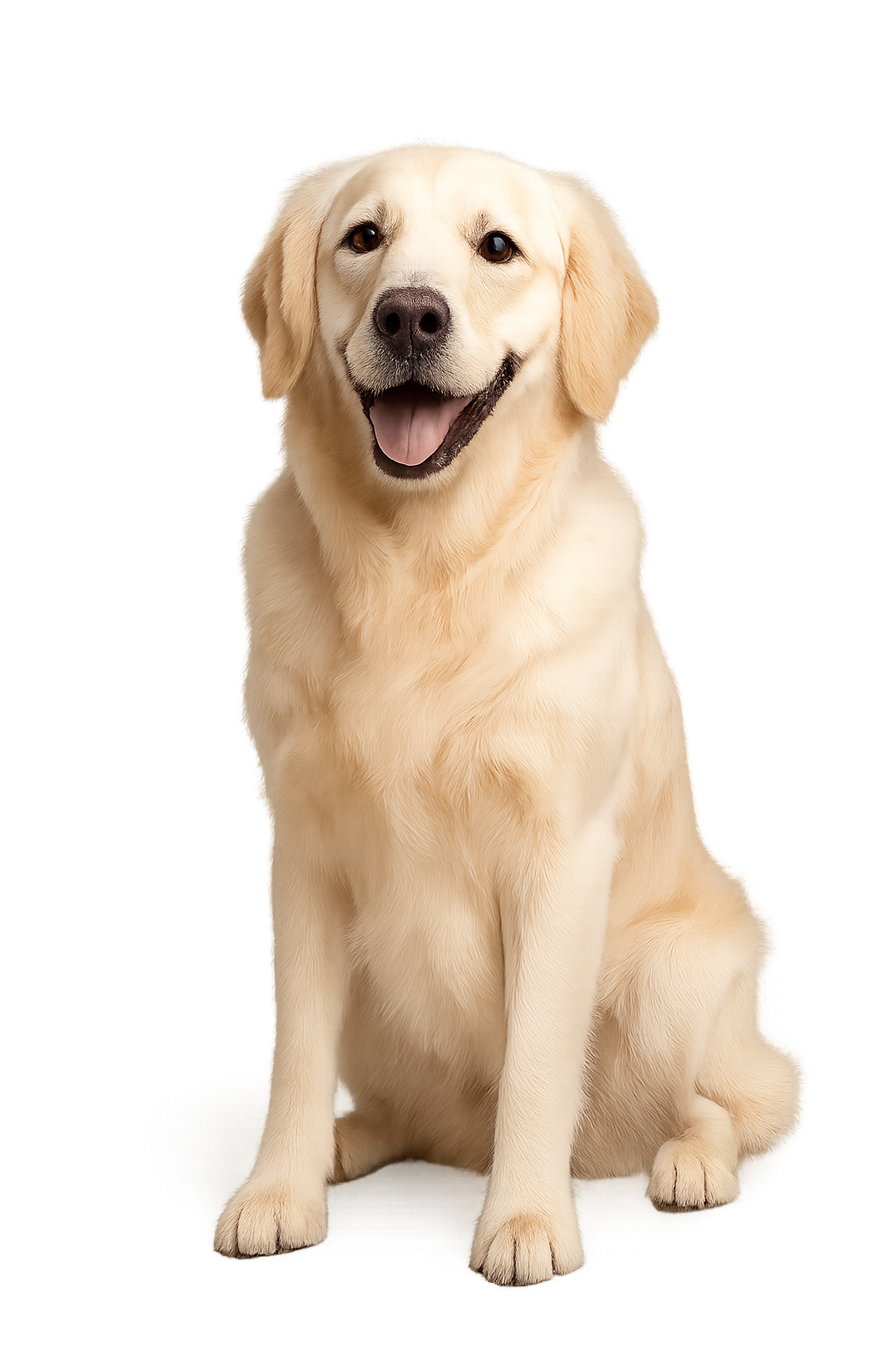 Happy golden Labrador after professional grooming at 4 Paws Dog Grooming Lightwater